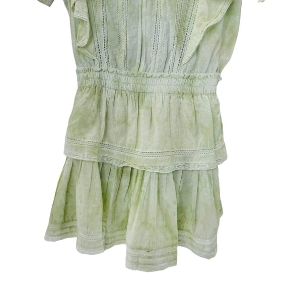 LoveShackFancy Natasha Green Lace Embroidered Tiered Ruffle Mini Dress Size L - Picture 10 of 12